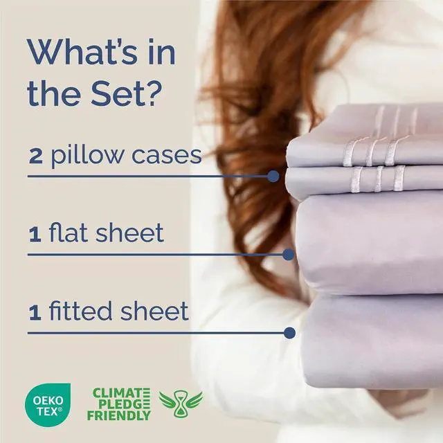 Alt view image 2 of 7 - King Size 4 Piece Sheet Set - Comfy Breathable & Cooling Sheets - Hotel Luxury Bed Sheets for Women & Men - Deep Pockets, Easy-Fit, Soft & Wrinkle Free Sheets - Light Lavender Oeko-Tex Bed Sheet Set