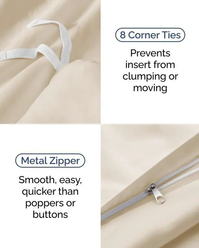 Alt view image 5 of 7 - Duvet Cover Twin/Twin XL Size Set - Extra Soft Twin/Twin XL Duvet Cover 68" x 90" with 1 Pillow Sham for Women, Men, Kids & Teens - Comfy, Easy-Care & Fade Free w/Zipper Closures & Ties (Off White)