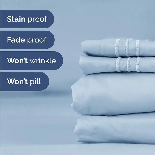 Alt view image 5 of 7 - Cal King Size 4 Piece Sheet Set - Comfy Breathable & Cooling Sheets - Hotel Luxury Bed Sheets for Women & Men - Deep Pockets, Easy-Fit, Soft and Wrinkle Free Sheets - Sky Blue Oeko-Tex Bed Sheet Set