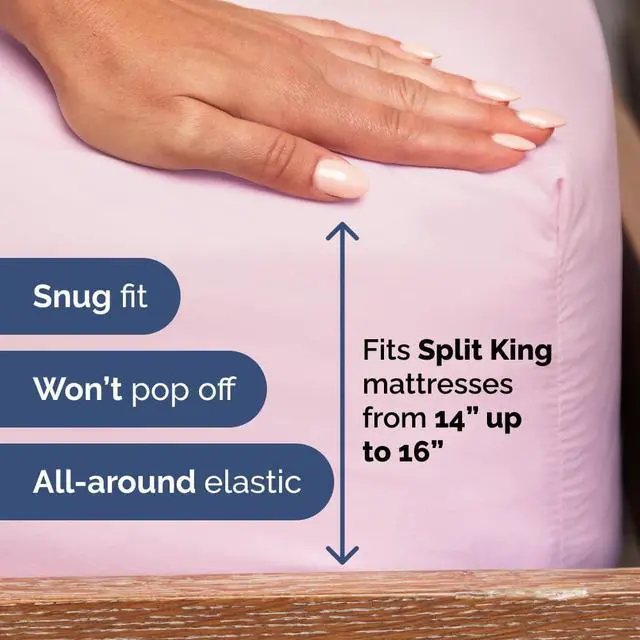 Alt view image 4 of 7 - Flex Top Split Head King 4 Piece Sheet Set - Ultra-Soft, Breathable & Cooling Bed Sheets Set - Hotel Luxury Bedding for Women & Men with Deep Pockets - Wrinkle and Fade Free - Oeko-Tex - Light Pink