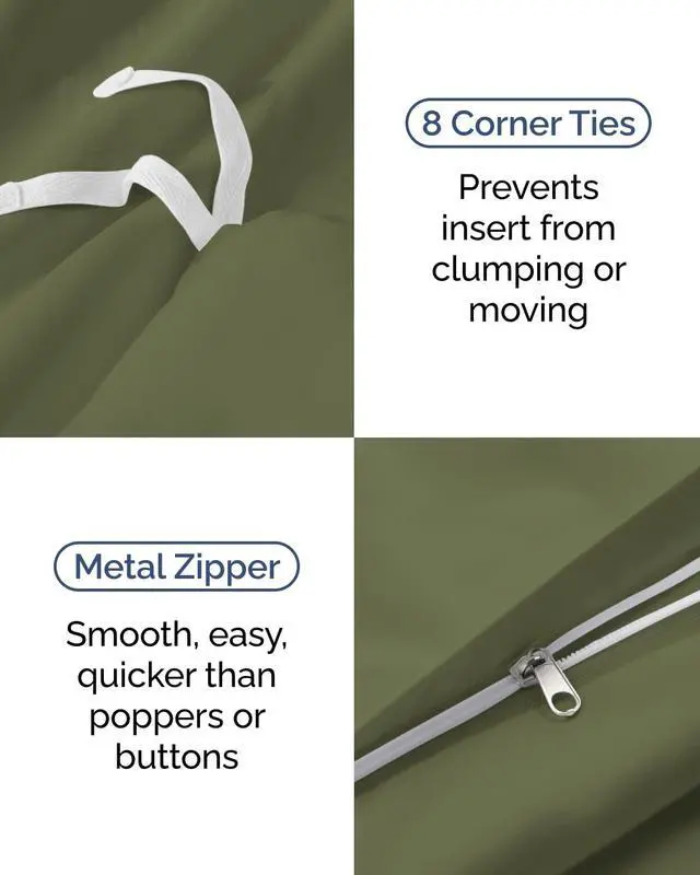 Alt view image 5 of 7 - Duvet Cover Twin/Twin XL Size Set - Extra Soft Twin/Twin XL Duvet Cover 68" x 90" with 1 Pillow Sham for Women, Men, Kids & Teens - Comfy, Easy-Care & Fade Free w/Zipper Closures & Ties (Sage Green)