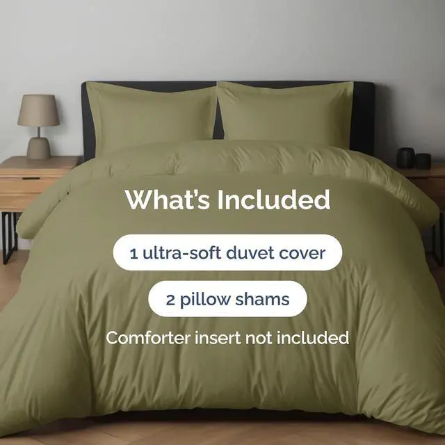 Alt view image 2 of 7 - Duvet Cover Full Size Set - Extra Soft Full Duvet Cover 80" x 90" with 2 Pillow Shams for Women, Men, Kids & Teens - Hotel Luxury, Easy-Care w/Zipper Closures & Ties - Comfy & Breathable (Sage Green)