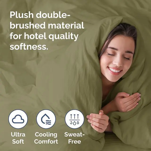 Alt view image 3 of 7 - Duvet Cover Full Size Set - Extra Soft Full Duvet Cover 80" x 90" with 2 Pillow Shams for Women, Men, Kids & Teens - Hotel Luxury, Easy-Care w/Zipper Closures & Ties - Comfy & Breathable (Sage Green)