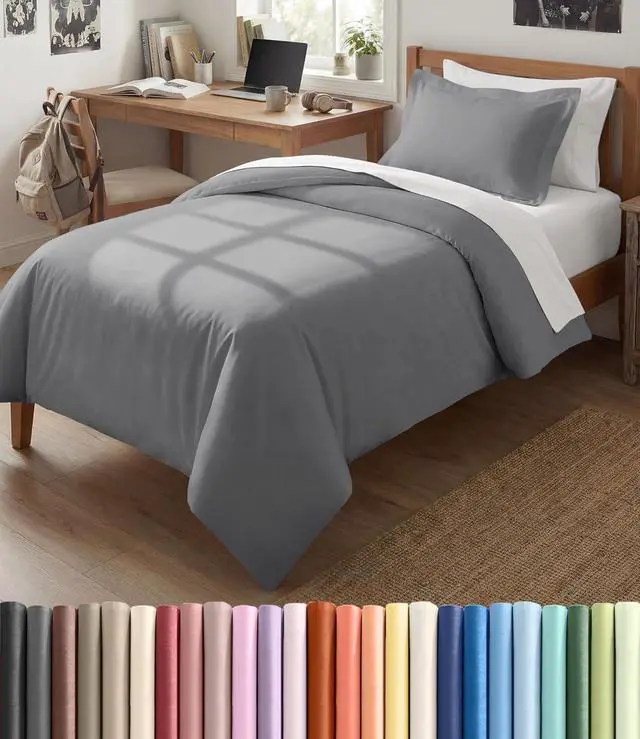 Main image of Duvet Cover Twin/Twin XL Size Set - Extra Soft Twin/Twin XL Duvet Cover 68" x 90" with 1 Pillow Sham for Women, Men, Kids & Teens - Comfy, Easy-Care & Fade Free w/Zipper Closures & Ties (Steel Blue)