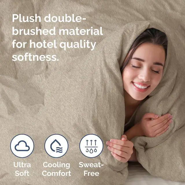 Alt view image 3 of 7 - Duvet Cover Queen Size Set - Extra Soft Queen Duvet Cover 90" x 90" with 2 Pillow Shams for Women, Men, Kids & Teens - Hotel Luxury with Zipper Closures & Ties - Comfy & Breathable (Heathered Beige)