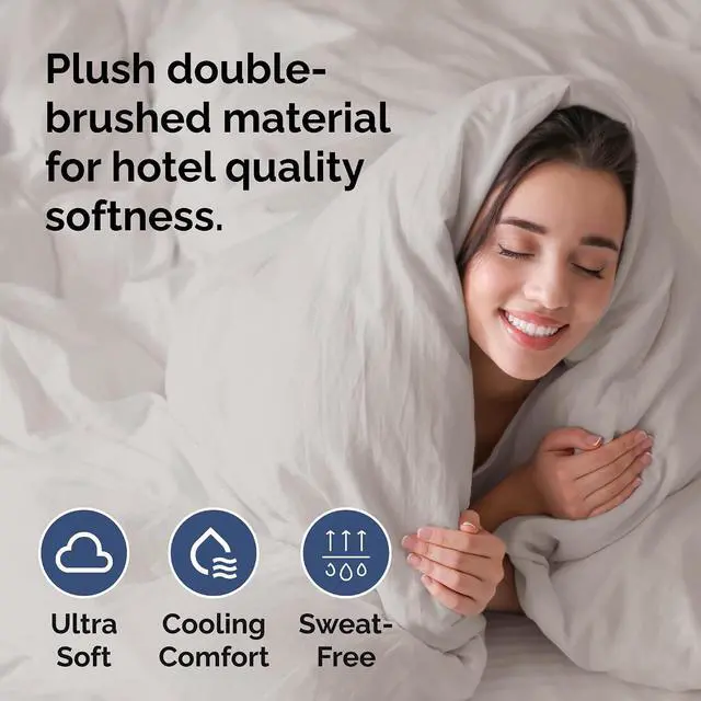 Alt view image 3 of 7 - Duvet Cover Queen Size Set - Extra Soft Queen Duvet Cover 90" x 90" with 2 Pillow Shams for Women, Men, Kids & Teens - Hotel Luxury w/Zipper Closures & Ties - Comfy, Cozy & Breathable (Light Grey)
