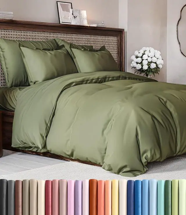 Main image of Duvet Cover Full Size Set - Extra Soft Full Duvet Cover 80" x 90" with 2 Pillow Shams for Women, Men, Kids & Teens - Hotel Luxury, Easy-Care w/Zipper Closures & Ties - Comfy & Breathable (Sage Green)