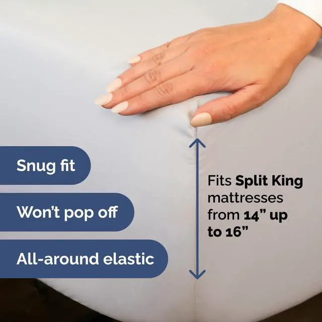 Alt view image 4 of 7 - Flex Top Split Head King 4 Piece Sheet Set - Ultra-Soft, Breathable & Cooling Bed Sheets Set - Hotel Luxury Bedding for Women & Men with Deep Pockets - Wrinkle and Fade Free - Oeko-Tex - French Grey