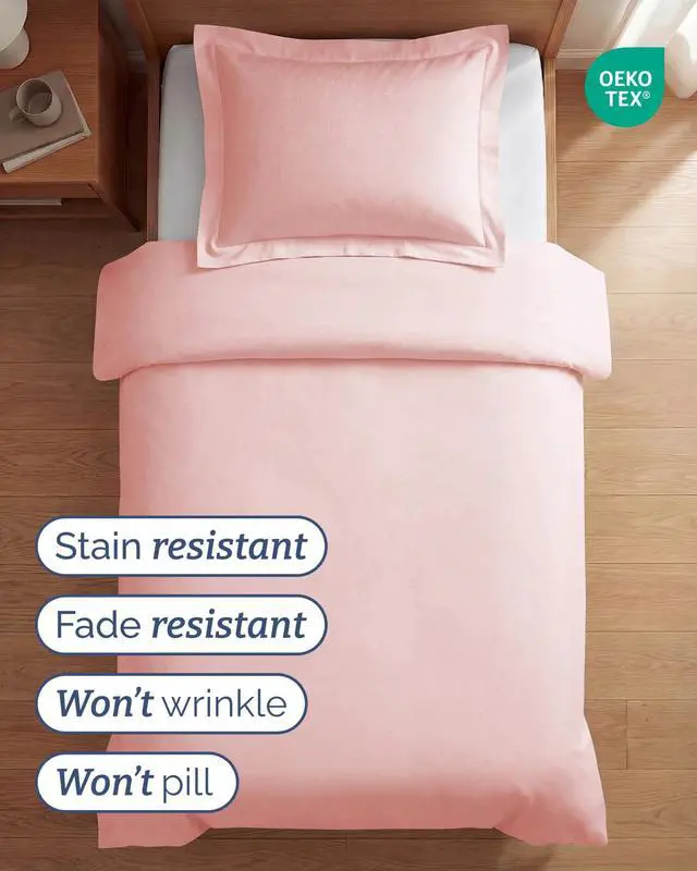 Alt view image 4 of 7 - Duvet Cover Twin/Twin XL Size Set - Extra Soft Twin/Twin XL Duvet Cover 68" x 90" with 1 Pillow Sham for Women, Men, Kids & Teens - Comfy, Easy-Care & Fade Free w/Zipper Closures & Ties (Baby Pink)