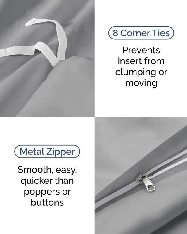 Alt view image 5 of 7 - Duvet Cover Twin/Twin XL Size Set - Extra Soft Twin/Twin XL Duvet Cover 68" x 90" with 1 Pillow Sham for Women, Men, Kids & Teens - Comfy, Easy-Care & Fade Free w/Zipper Closures & Ties (Steel Blue)