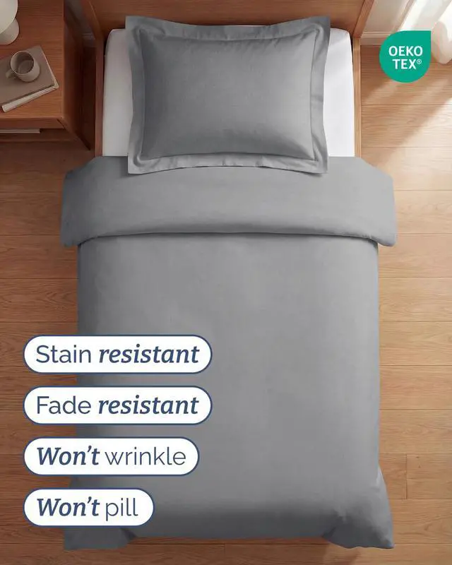 Alt view image 4 of 7 - Duvet Cover Twin/Twin XL Size Set - Extra Soft Twin/Twin XL Duvet Cover 68" x 90" with 1 Pillow Sham for Women, Men, Kids & Teens - Comfy, Easy-Care & Fade Free w/Zipper Closures & Ties (Steel Blue)