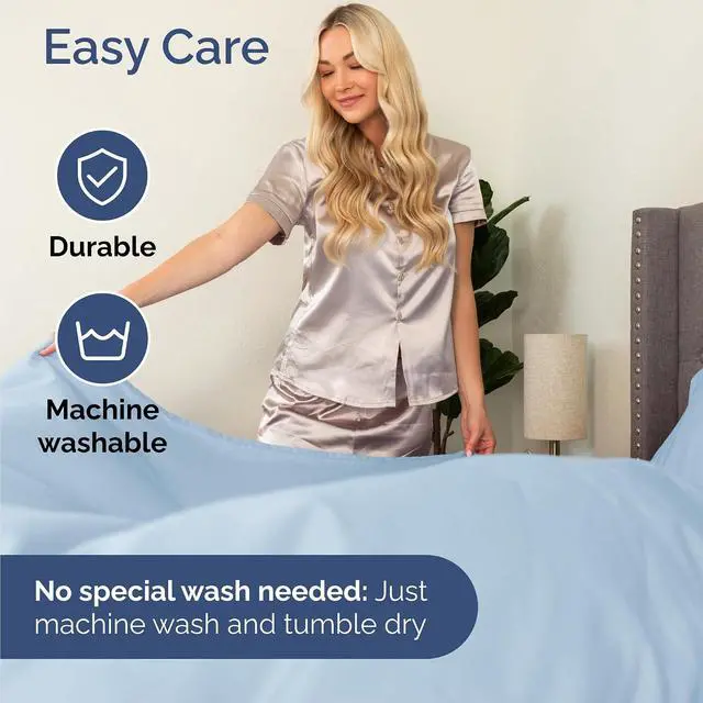 Alt view image 7 of 7 - Cal King Size 4 Piece Sheet Set - Comfy Breathable & Cooling Sheets - Hotel Luxury Bed Sheets for Women & Men - Deep Pockets, Easy-Fit, Soft and Wrinkle Free Sheets - Sky Blue Oeko-Tex Bed Sheet Set