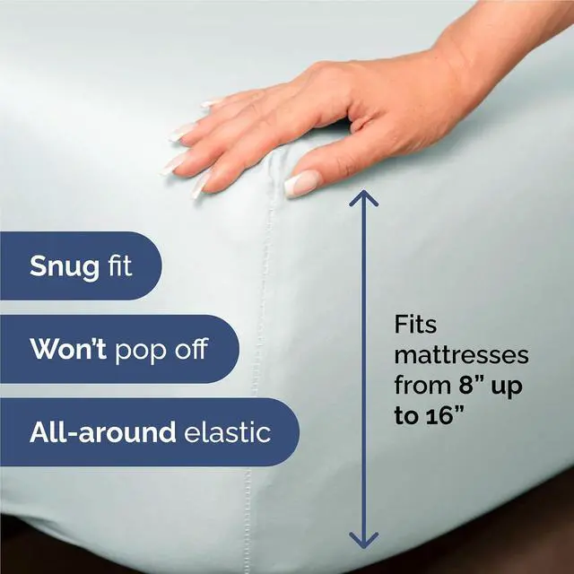 Alt view image 3 of 7 - Full Size 4 Piece Sheet Set - Comfy Breathable & Cooling Sheets - Hotel Luxury Bed Sheets for Women & Men - Deep Pockets, Easy-Fit, Extra Soft & Wrinkle Free Sheets - Ice Blue Oeko-Tex Bed Sheet Set
