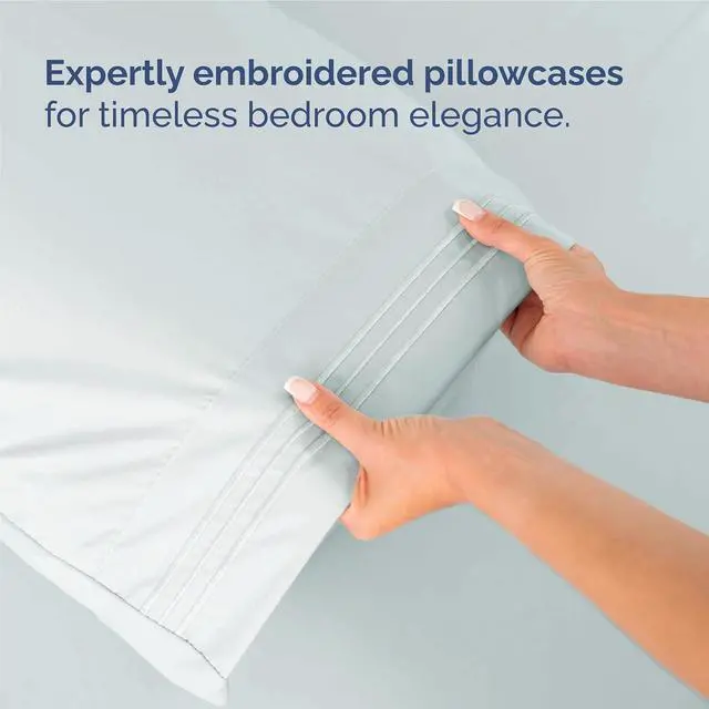 Alt view image 6 of 7 - Full Size 4 Piece Sheet Set - Comfy Breathable & Cooling Sheets - Hotel Luxury Bed Sheets for Women & Men - Deep Pockets, Easy-Fit, Extra Soft & Wrinkle Free Sheets - Ice Blue Oeko-Tex Bed Sheet Set