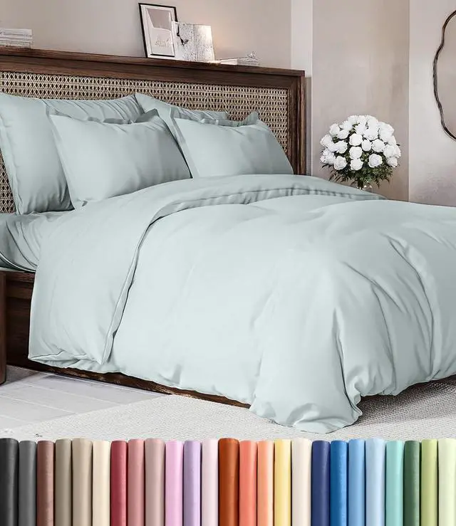 Main image of Duvet Cover Cal King Size Set - Extra Soft Cal King Duvet Cover 104" x 98" with 2 Pillow Shams for Women, Men, Kids & Teens - Hotel Luxury with Zipper Closures & Ties - Comfy & Breathable (Ice Blue)