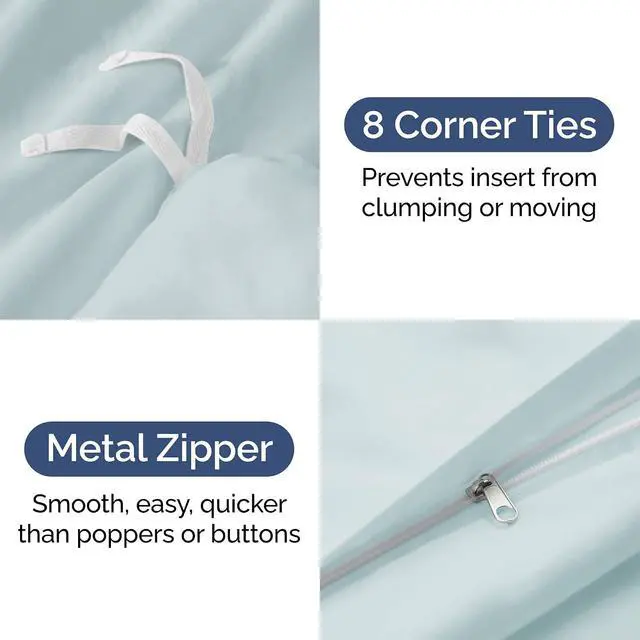 Alt view image 4 of 7 - Duvet Cover Cal King Size Set - Extra Soft Cal King Duvet Cover 104" x 98" with 2 Pillow Shams for Women, Men, Kids & Teens - Hotel Luxury with Zipper Closures & Ties - Comfy & Breathable (Ice Blue)