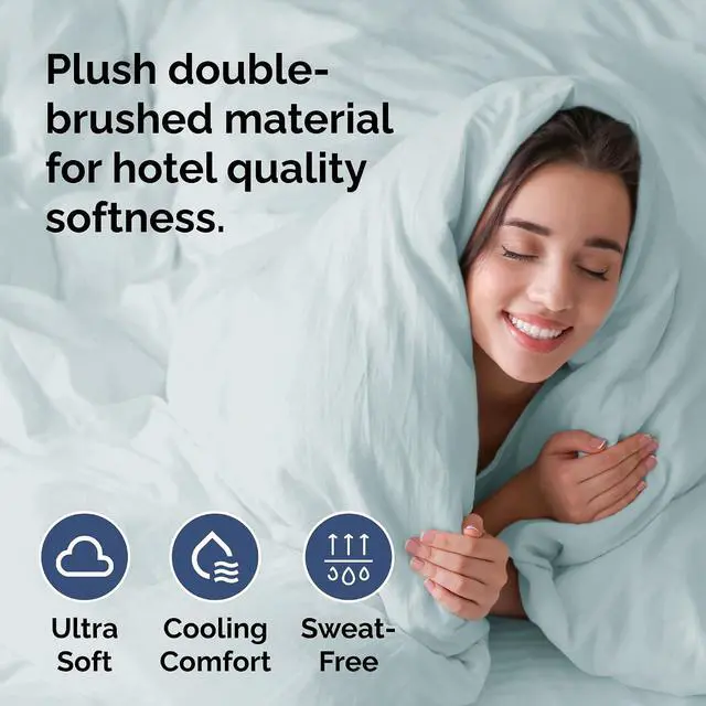 Alt view image 3 of 7 - Duvet Cover Cal King Size Set - Extra Soft Cal King Duvet Cover 104" x 98" with 2 Pillow Shams for Women, Men, Kids & Teens - Hotel Luxury with Zipper Closures & Ties - Comfy & Breathable (Ice Blue)