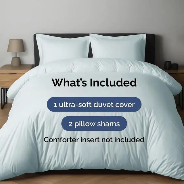 Alt view image 2 of 7 - Duvet Cover Cal King Size Set - Extra Soft Cal King Duvet Cover 104" x 98" with 2 Pillow Shams for Women, Men, Kids & Teens - Hotel Luxury with Zipper Closures & Ties - Comfy & Breathable (Ice Blue)