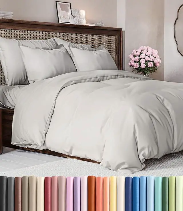 Main image of Duvet Cover King Size Set - Extra Soft King Duvet Cover 104" x 90" with 2 Pillow Shams for Women, Men, Kids & Teens - Hotel Luxury w/ Zipper Closures & Ties - Comfy, Cozy & Breathable (French Grey)
