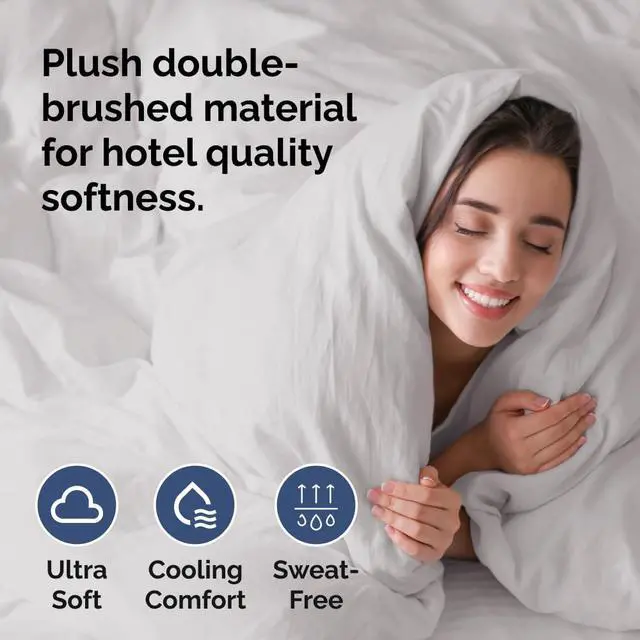 Alt view image 3 of 7 - Duvet Cover Oversized Queen Size Set - Extra Soft Oversized Queen Duvet Cover 98" x 98" with 2 Pillow Shams for Women, Men, Kids & Teens - Comfy Hotel Luxury w/ Zipper Closures & Ties (French Grey)