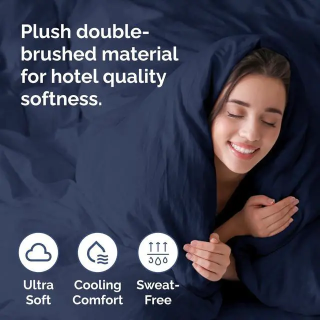 Alt view image 3 of 7 - Duvet Cover Super King Size Set - Extra Soft Super King Duvet Cover 108" x 98" with 2 Pillow Shams for Women, Men, Kids & Teens - Comfy, Cozy, Hotel Luxury with Zipper Closures and Ties (Navy Blue)