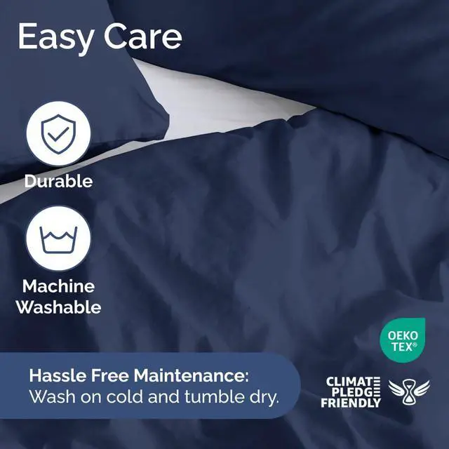 Alt view image 6 of 7 - Duvet Cover Super King Size Set - Extra Soft Super King Duvet Cover 108" x 98" with 2 Pillow Shams for Women, Men, Kids & Teens - Comfy, Cozy, Hotel Luxury with Zipper Closures and Ties (Navy Blue)