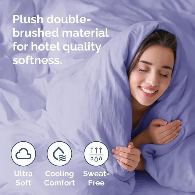 Alt view image 3 of 7 - Duvet Cover King Size Set - Extra Soft King Duvet Cover 104" x 90" with 2 Pillow Shams for Women, Men, Kids & Teens - Hotel Luxury, Easy-Care w/Zipper Closures & Ties - Comfy & Breathable (Lavender)
