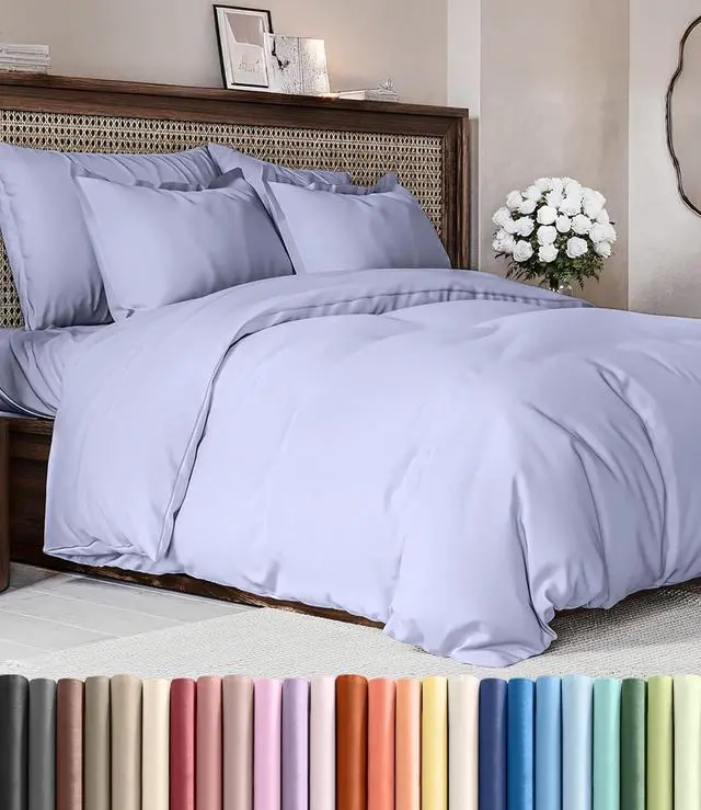 Main image of Duvet Cover King Size Set - Extra Soft King Duvet Cover 104" x 90" with 2 Pillow Shams for Women, Men, Kids & Teens - Hotel Luxury, Easy-Care w/Zipper Closures & Ties - Comfy & Breathable (Lavender)