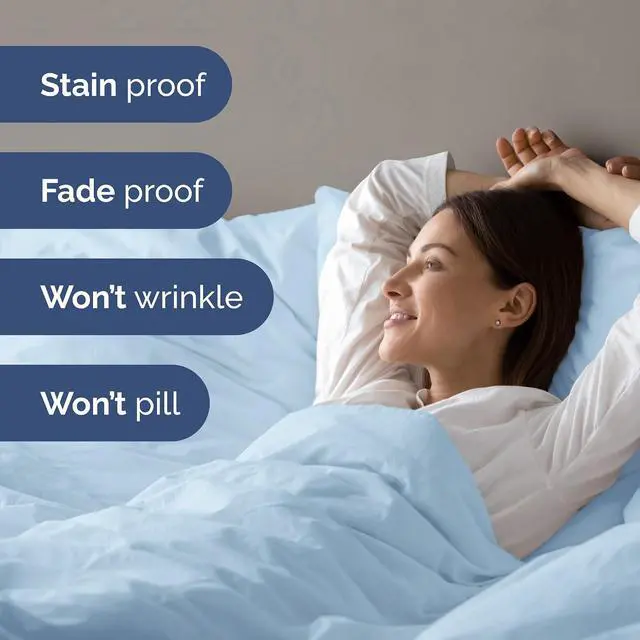 Alt view image 5 of 7 - Duvet Cover Cal King Size Set - Extra Soft Cal King Duvet Cover 104" x 98" with 2 Pillow Shams for Women, Men, Kids & Teens - Hotel Luxury w/Zipper Closures & Ties - Comfy & Breathable (Light Blue)