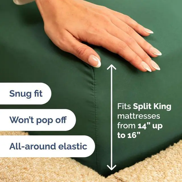 Alt view image 4 of 7 - Flex Top Split Head King 4 Piece Sheet Set - Ultra-Soft, Breathable & Cooling Bed Sheets Set - Hotel Luxury Bedding for Women & Men with Deep Pockets - Wrinkle & Fade Free - Oeko-Tex - Emerald Green