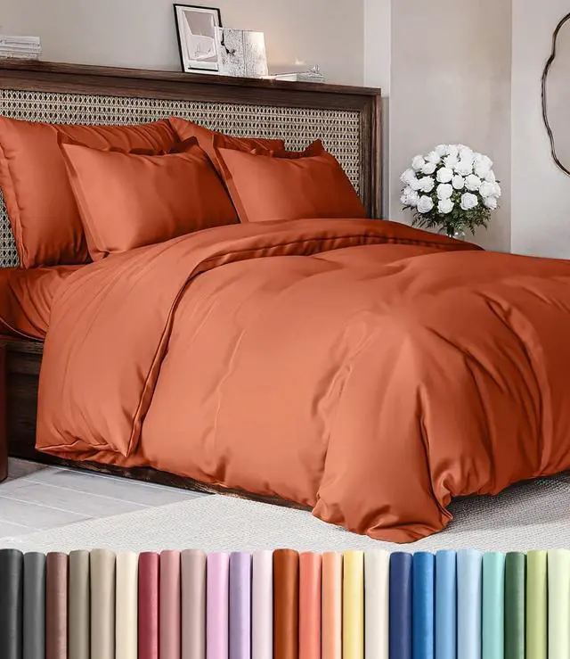 Main image of Duvet Cover King Size Set - Extra Soft King Duvet Cover 104" x 90" with 2 Pillow Shams for Women, Men, Kids & Teens - Hotel Luxury with Zipper Closures & Ties - Comfy, Cozy & Breathable (Terracotta)