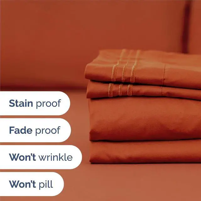 Alt view image 5 of 7 - King Size 4 Piece Sheet Set - Comfy Breathable & Cooling Sheets - Hotel Luxury Bed Sheets for Women and Men - Deep Pockets, Easy-Fit, Soft and Wrinkle Free Sheets - Terracotta Oeko-Tex Bed Sheet Set