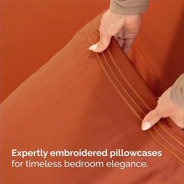 Alt view image 6 of 7 - King Size 4 Piece Sheet Set - Comfy Breathable & Cooling Sheets - Hotel Luxury Bed Sheets for Women and Men - Deep Pockets, Easy-Fit, Soft and Wrinkle Free Sheets - Terracotta Oeko-Tex Bed Sheet Set