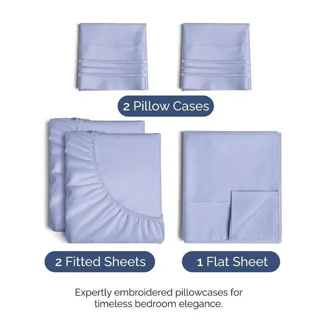 Alt view image 2 of 7 - Split King Size 5 Piece Sheet Set - Comfy Breathable & Cooling Sheets - Hotel Luxury Bed Sheets for Women & Men - Deep Pockets, Easy-Fit, Soft & Wrinkle Free Sheets - Lavender Oeko-Tex Bed Sheet Set