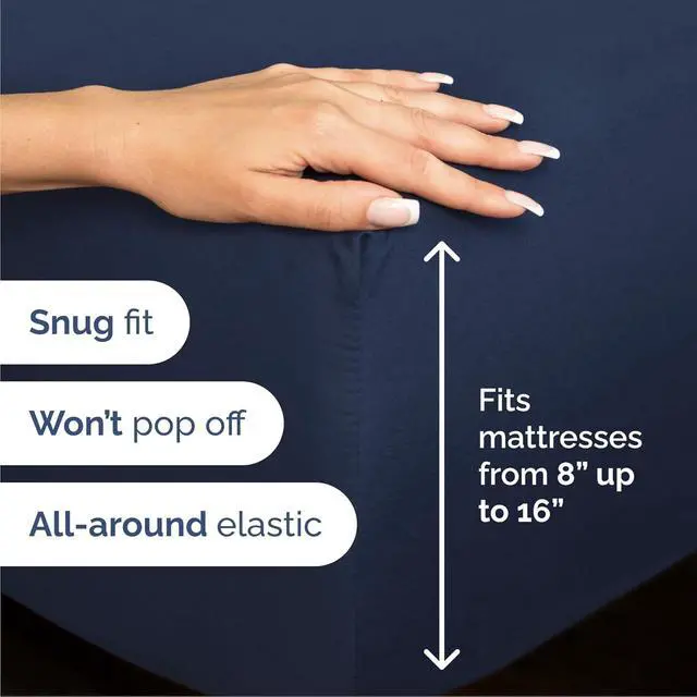 Alt view image 3 of 7 - Cal King Size 4 Piece Sheet Set - Comfy Breathable & Cooling Sheets - Hotel Luxury Bed Sheets for Women & Men - Deep Pockets, Easy-Fit, Soft & Wrinkle Free Sheets - Navy Blue Oeko-Tex Bed Sheet Set