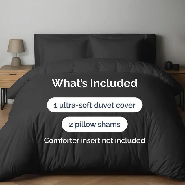 Alt view image 2 of 7 - Duvet Cover Cal King Size Set - Extra Soft Cal King Duvet Cover 104" x 98" with 2 Pillow Shams for Women, Men, Kids & Teens - Hotel Luxury with Zipper Closures & Ties - Comfy & Breathable (Charcoal)