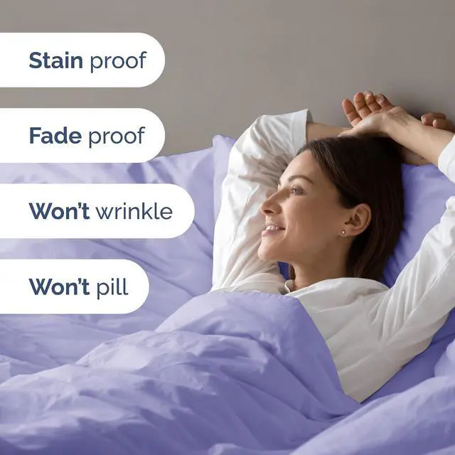 Alt view image 5 of 7 - Duvet Cover King Size Set - Extra Soft King Duvet Cover 104" x 90" with 2 Pillow Shams for Women, Men, Kids & Teens - Hotel Luxury, Easy-Care w/Zipper Closures & Ties - Comfy & Breathable (Lavender)
