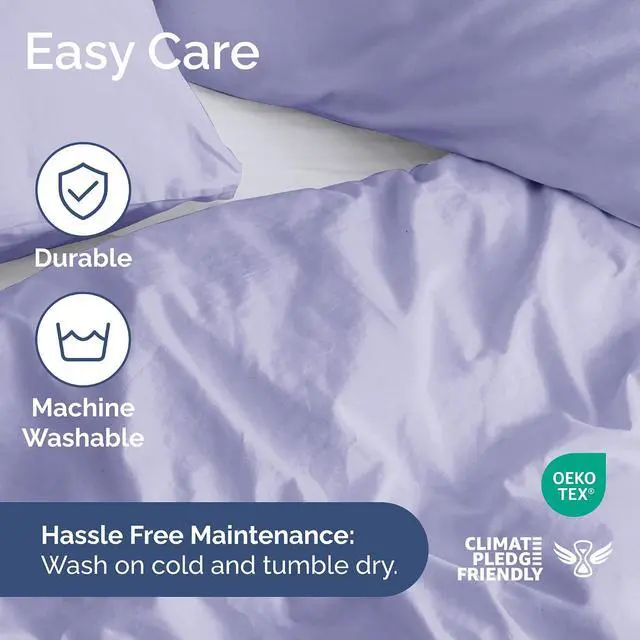 Alt view image 6 of 7 - Duvet Cover King Size Set - Extra Soft King Duvet Cover 104" x 90" with 2 Pillow Shams for Women, Men, Kids & Teens - Hotel Luxury, Easy-Care w/Zipper Closures & Ties - Comfy & Breathable (Lavender)