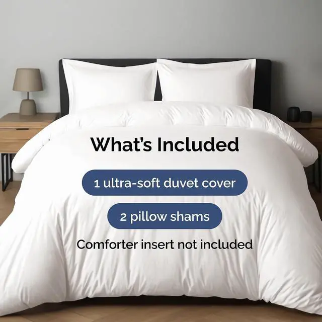 Alt view image 2 of 7 - Duvet Cover Full Size Set - Extra Soft Full Duvet Cover 80" x 90" with 2 Pillow Shams for Women, Men, Kids & Teens - Hotel Luxury w/ Zipper Closures & Ties - Comfy, Cozy & Breathable (Antique White)