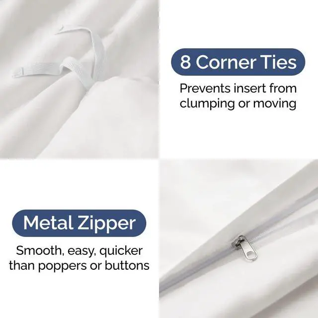Alt view image 4 of 7 - Duvet Cover Oversized King Size Set - Extra Soft Oversized King Duvet Cover 120" x 98" with 2 Pillow Shams for Women, Men, Kids & Teens - Comfy Hotel Luxury w/ Zipper Closures & Ties (Antique White)