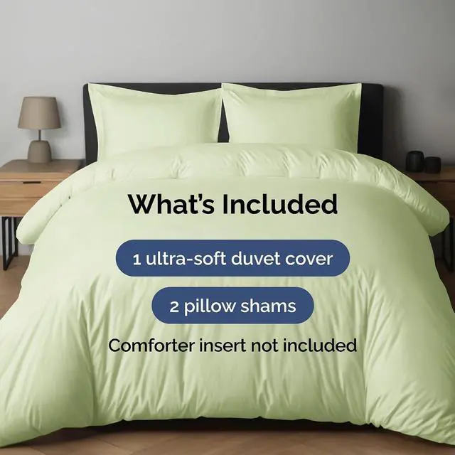 Alt view image 2 of 7 - Duvet Cover Queen Size Set - Extra Soft Queen Duvet Cover 90" x 90" with 2 Pillow Shams for Women, Men, Kids & Teens - Hotel Luxury w/Zipper Closures & Ties - Comfy & Breathable (Light Sage Green)