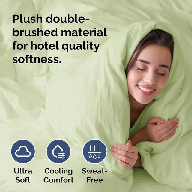 Alt view image 3 of 7 - Duvet Cover Queen Size Set - Extra Soft Queen Duvet Cover 90" x 90" with 2 Pillow Shams for Women, Men, Kids & Teens - Hotel Luxury w/Zipper Closures & Ties - Comfy & Breathable (Light Sage Green)