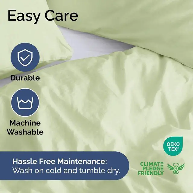 Alt view image 6 of 7 - Duvet Cover Queen Size Set - Extra Soft Queen Duvet Cover 90" x 90" with 2 Pillow Shams for Women, Men, Kids & Teens - Hotel Luxury w/Zipper Closures & Ties - Comfy & Breathable (Light Sage Green)