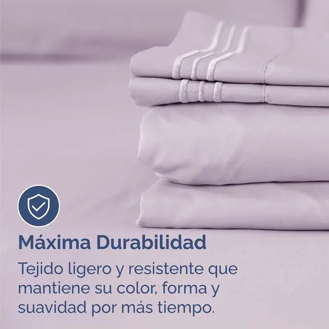 Alt view image 5 of 7 - Cal King Size 4 Piece Sheet Set - Comfy Breathable & Cooling Sheets - Hotel Luxury Bed Sheets for Women & Men - Deep Pockets, Easy-Fit, Soft & Wrinkle Free Sheets - Light Lavender Oeko-Tex Bed Sheets