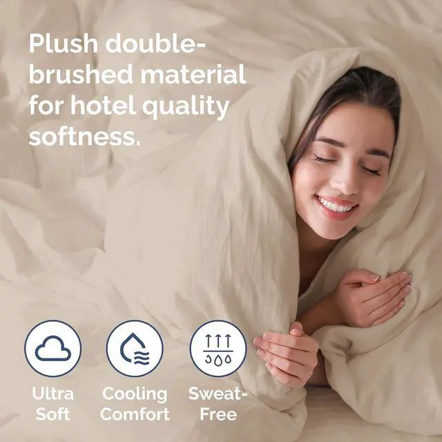 Alt view image 3 of 7 - Duvet Cover Queen Size Set - Extra Soft Queen Duvet Cover 90" x 90" with 2 Pillow Shams for Women, Men, Kids & Teens - Hotel Luxury, Easy-Care w/ Zipper Closures & Ties - Comfy and Breathable (Cream)