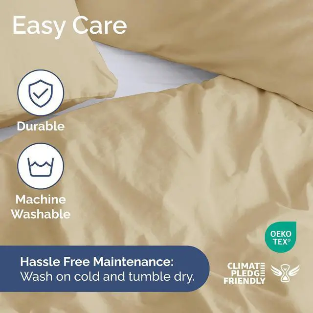 Alt view image 6 of 7 - Duvet Cover Queen Size Set - Extra Soft Queen Duvet Cover 90" x 90" with 2 Pillow Shams for Women, Men, Kids & Teens - Hotel Luxury, Easy-Care w/ Zipper Closures & Ties - Comfy and Breathable (Beige)