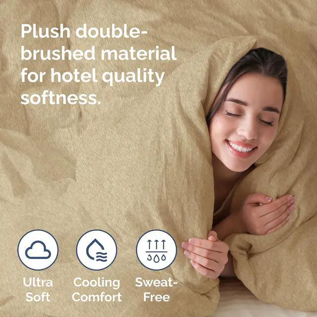 Alt view image 3 of 7 - Duvet Cover Cal King Size Set - Extra Soft Cal King Duvet Cover 104" x 98" with 2 Pillow Shams for Women, Men, Kids & Teens - Comfy, Breathable, Hotel Luxury w/ Zipper Closures & Ties (Heathered Tan)