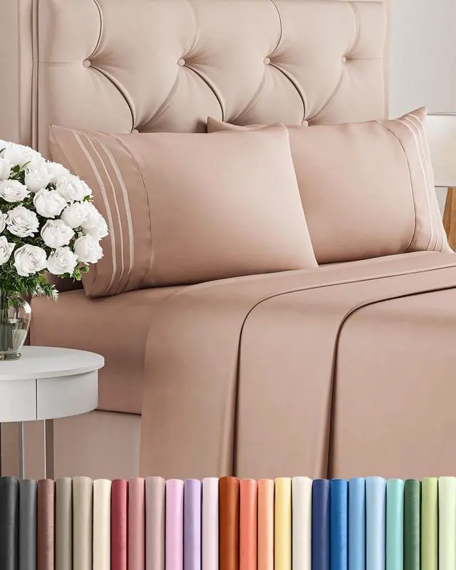 Main image of Queen Size 4 Piece Sheet Set - Comfy Breathable & Cooling Sheets - Hotel Luxury Bed Sheets for Women & Men - Deep Pockets, Easy-Fit, Extra Soft and Wrinkle Free Sheets - Mauve Oeko-Tex Bed Sheet Set