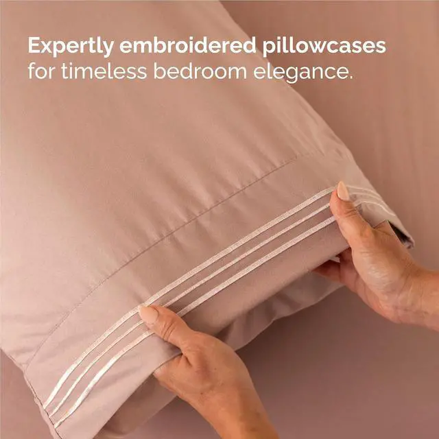 Alt view image 6 of 7 - Full Size 4 Piece Sheet Set - Comfy Breathable & Cooling Sheets - Hotel Luxury Bed Sheets for Women & Men - Deep Pockets, Easy-Fit, Extra Soft and Wrinkle Free Sheets - Mauve Oeko-Tex Bed Sheet Set