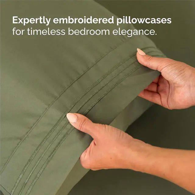 Alt view image 6 of 7 - Split King Size 5 Piece Sheet Set - Comfy Breathable & Cooling Sheets - Hotel Luxury Bed Sheets for Women & Men - Deep Pockets, Easy-Fit, Soft & Wrinkle Free Sheets - Sage Green Oeko-Tex Bed Sheet Set